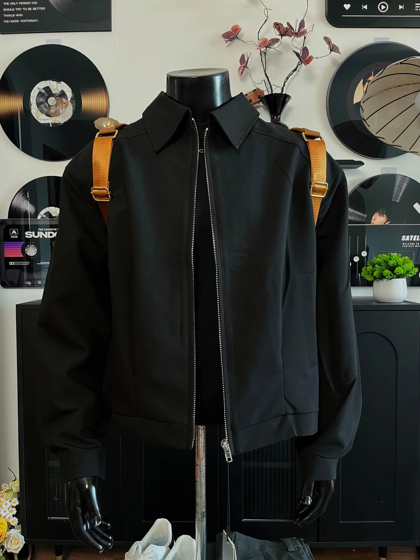 

Cleanfit ort Hard ouldered Men's Jaet Autumn American OOTD High-End Feeling Cool Adstrative Jaet Boxy Sle Pad S...