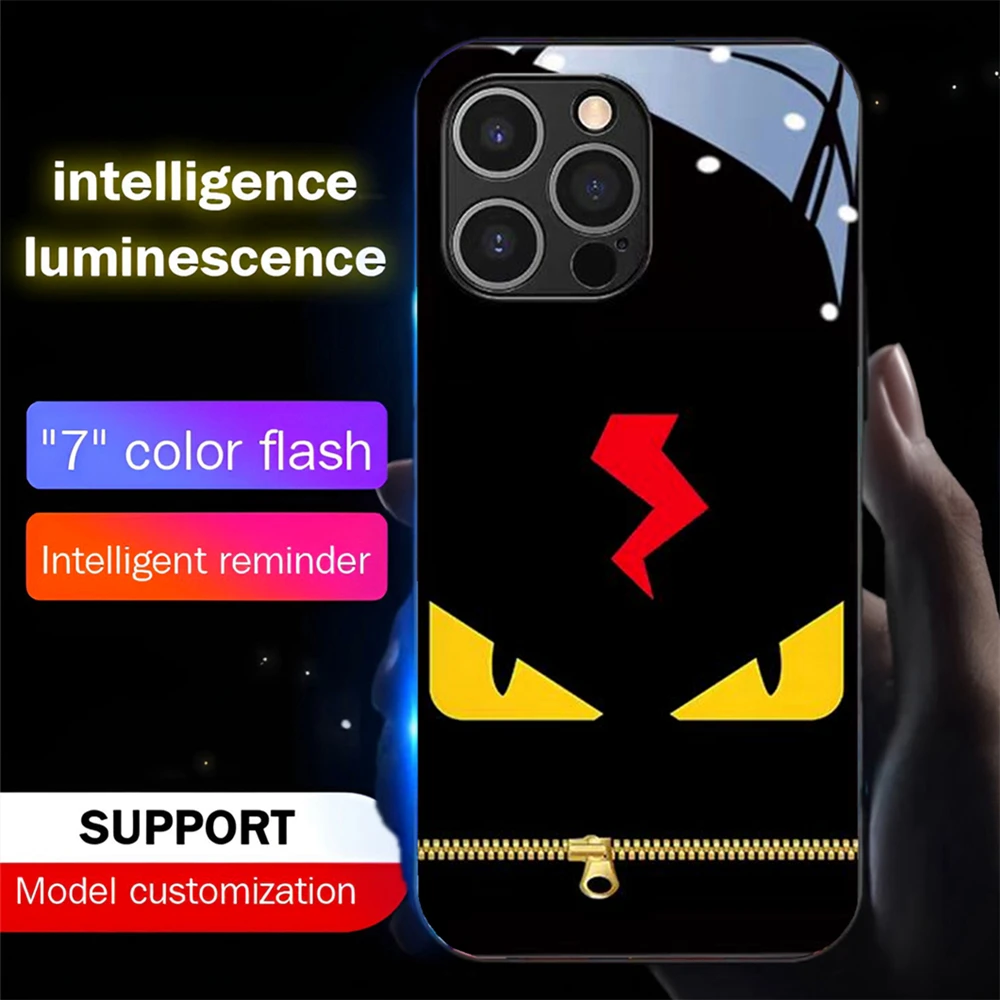 

LED Luminous Phone Case Voice Activated Flashing Luminescent Protection Case For iPhone 16 15 14 13 12 11 Pro Max X XR XS Plus