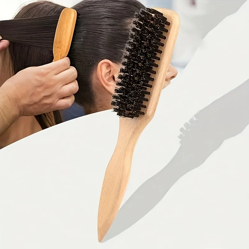 Cepillo para el cabello Bristle Slick Back - Cepillo suave/mediano para alisar, peinar y fijar el cabello para crear un estilo liso y sin encrespamiento.