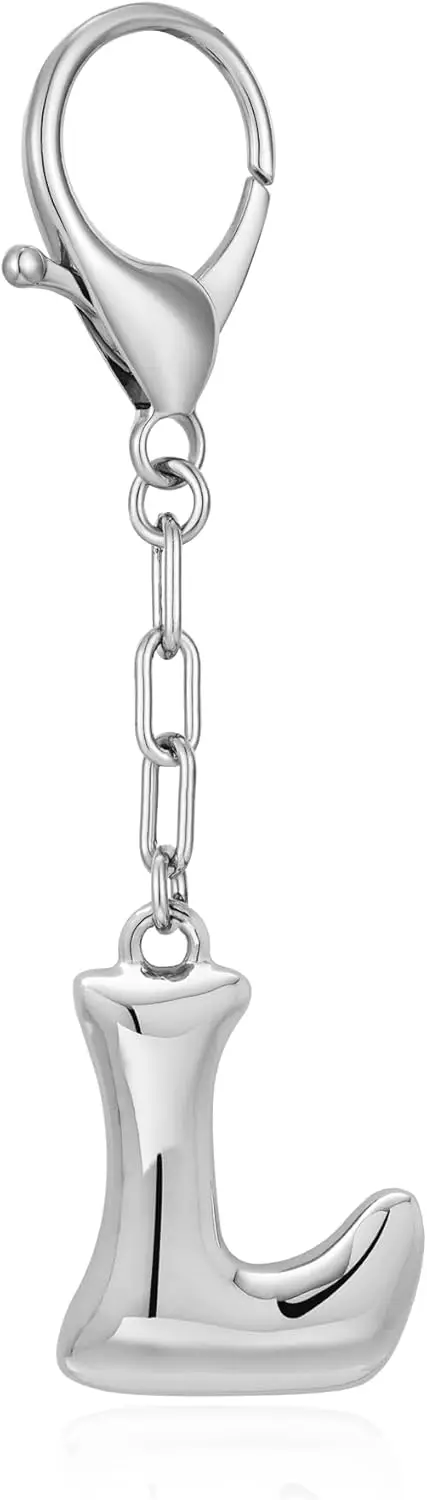 

Oversized Initial Bubble Keychain Chunky Gold Tone Personalized Bag Charm for Women