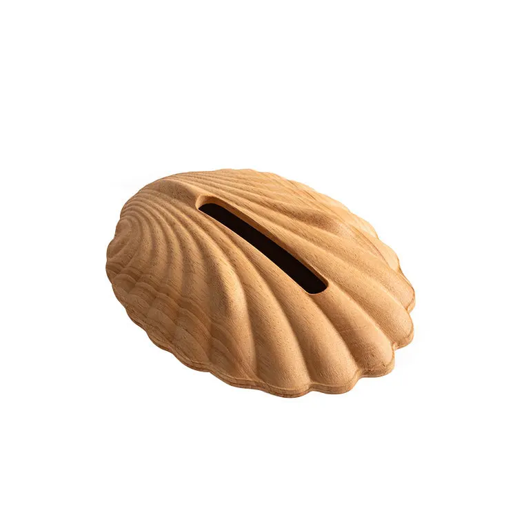 

Simple and modern wooden shell tissue box, homestay home living room coffee table pumping paper box, face towel storage box