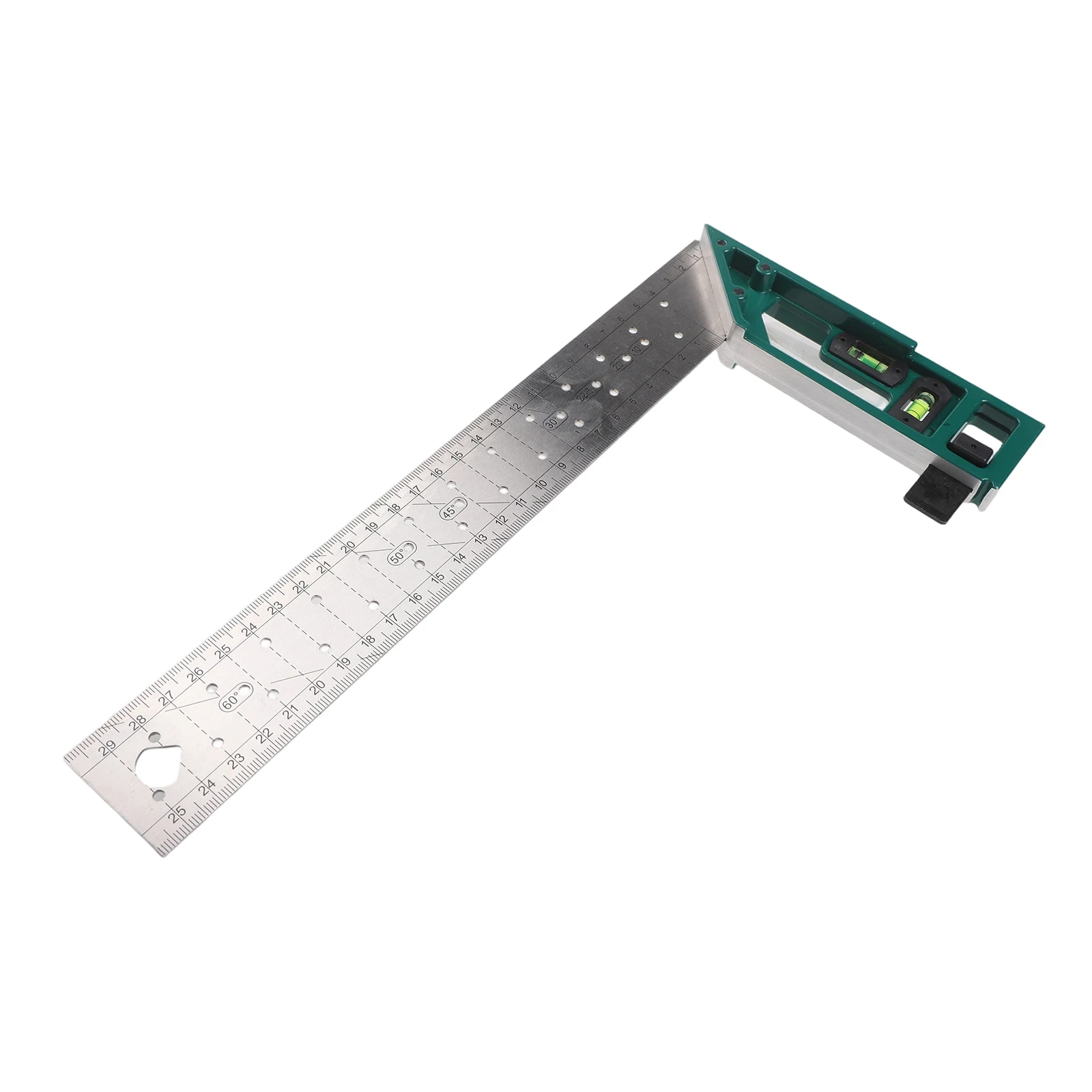 Stainless Steel 90 Degree Right Angle Ruler With Bubble Level For Multi-angle Measurement Woodworking Metal Working Tool