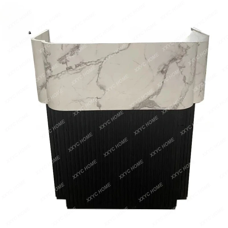 

C Modern Light Luxury Stainless Steel Checkout Page Reception Desk Hotel Clubhouse High-end Front Desk