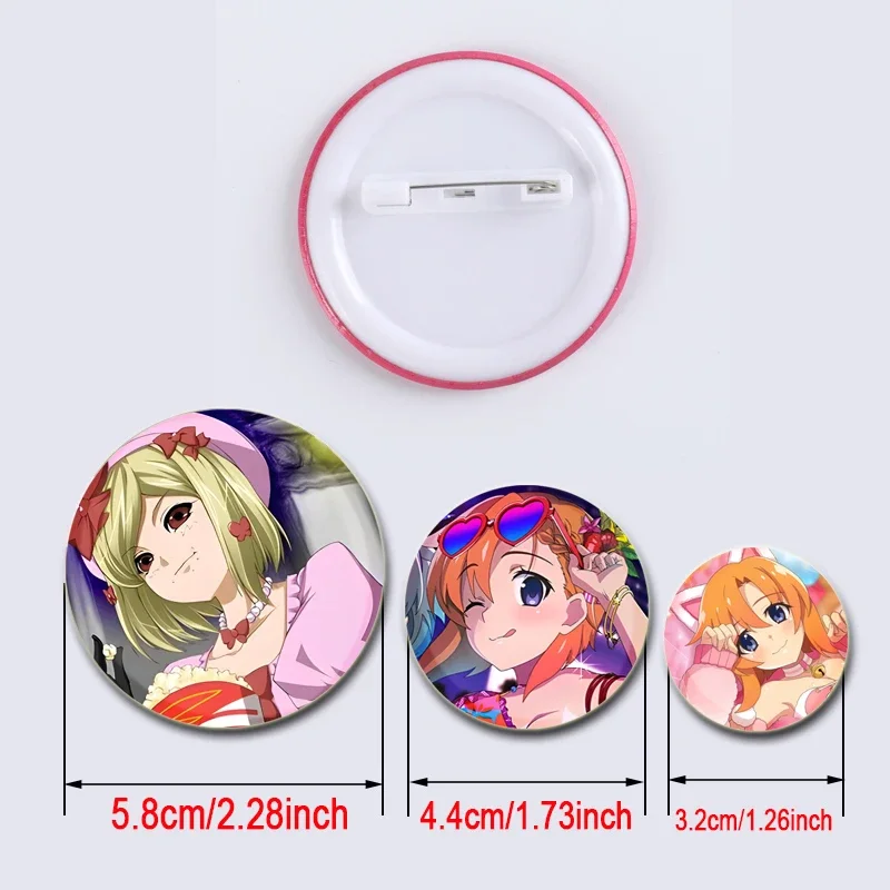 Anime giapponesi da 58 mm When They Cry Pins Spilla in banda stagnata, Distintivo con icona di figura, Spille fatte a mano per la decorazione di vestiti sullo zaino