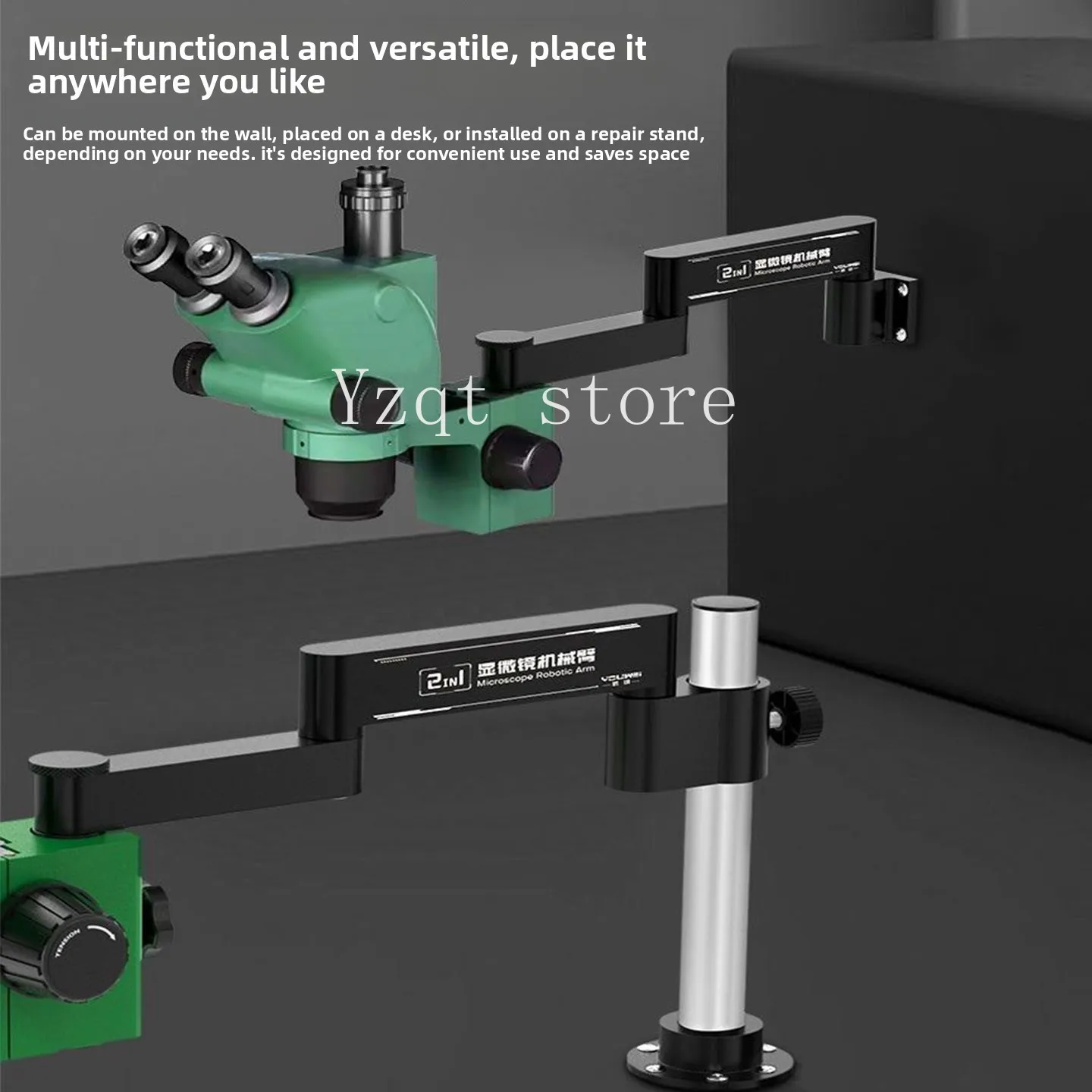 [Can be hung on the wall] 2-in-1 table wall microscope bracket rotating telescopic adjustment double trinocular microscope swing