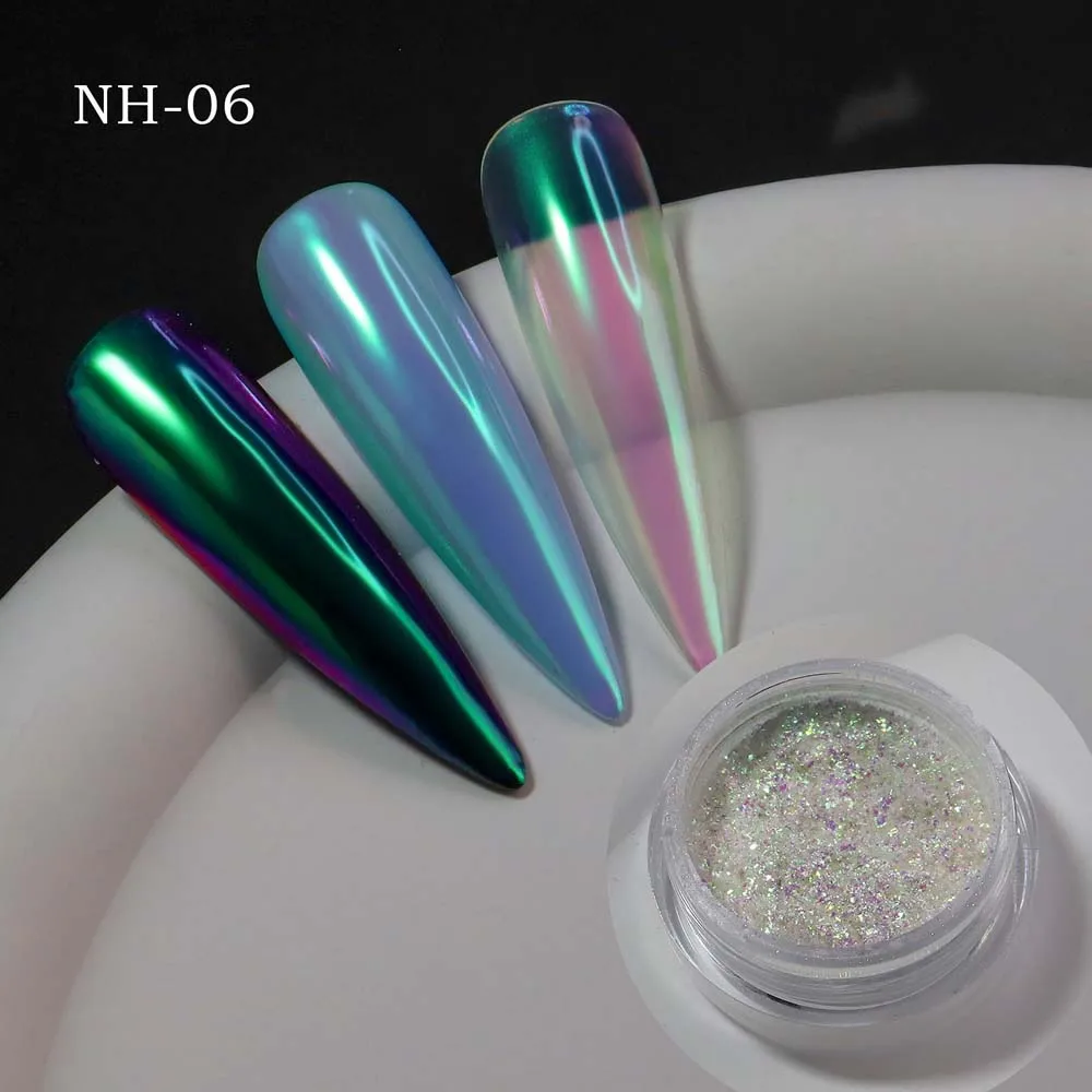 Esmalte holográfico brillante para decoración de uñas, purpurina de neón, pigmento de polvo, polvo de sirena de espejo