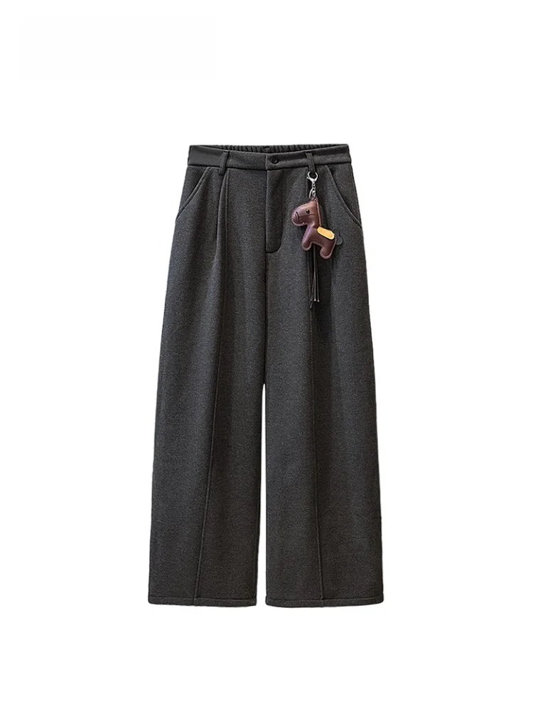 

High Waist Fce Lined Straight Leg Pants for plus Size Women Pear aped Body Retro Casual Trousers Spring Season