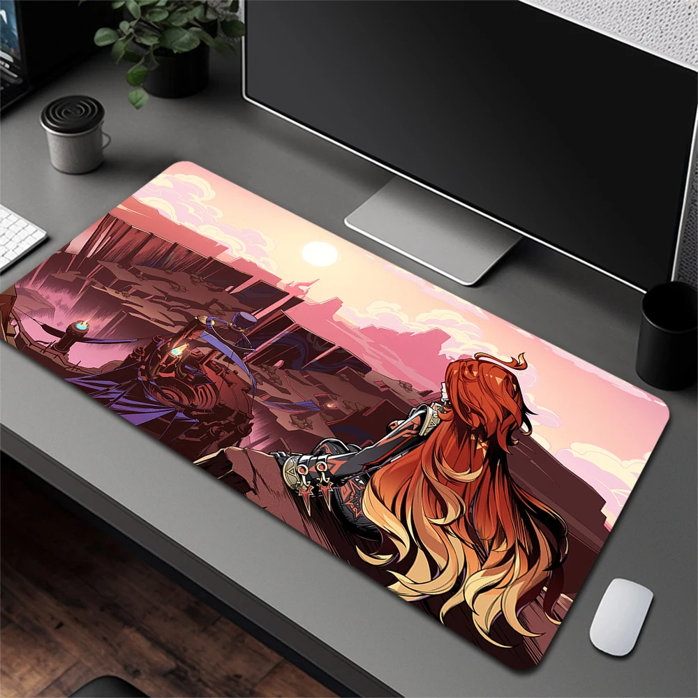 

Murata Himeko Large Mousepad XXL Anime Genshin Impact Gaming Mouse Pad 900x400mm Gamer Desk Mat HD Print Rubber Game Mouse Mat