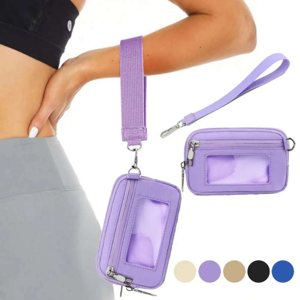 

Simple Nylon Hanging Card Holder Multifunction Mini Multi-card Hand Wallet Portable Waterproof Coin Bag with Lanyard Unisex