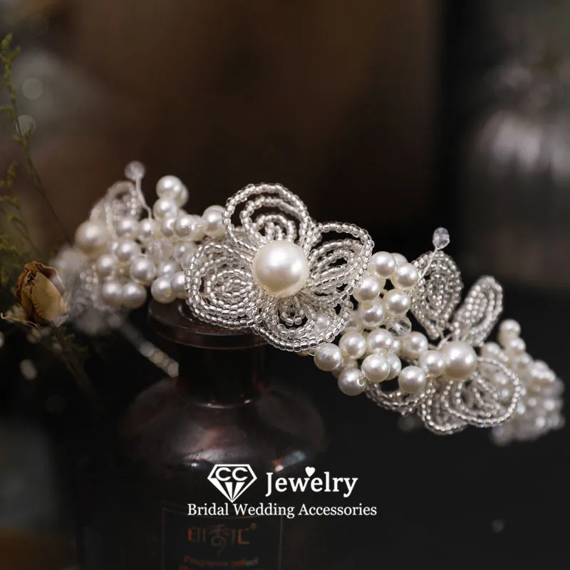 CC Hairbands para mulheres acessórios de cabelo de casamento tiaras de noiva joias de noivado 100% artesanal imitação de pérola M143