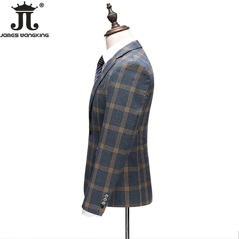 M-5XL Jacket Vest Pants Boutique Fashion Classic Plaid Men\'s Business Suit 3Pcs & 2Pcs Set Bridegroom Wedding Dress Party