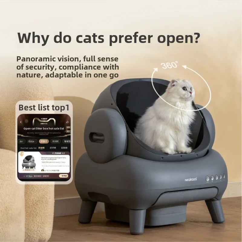 Intelligent Fully Automatic Cat Litter Box Open Electric Cleaning Cat Toilet Oversized Poop Scooper Cat Supplies