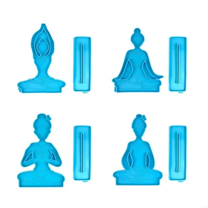 91AF DIY Yoga Sport Theme Silicone Mold with Yoga Mat Mold for Home Ornament