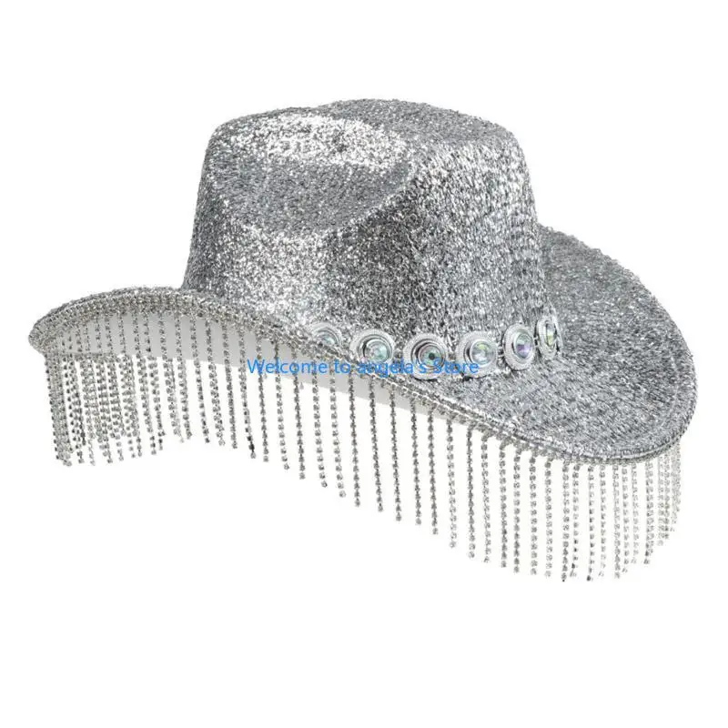 

X4YC модные ковбойские шляпы с ромбовидной бахромой женские банкетные фотографии ковбойская шляпа