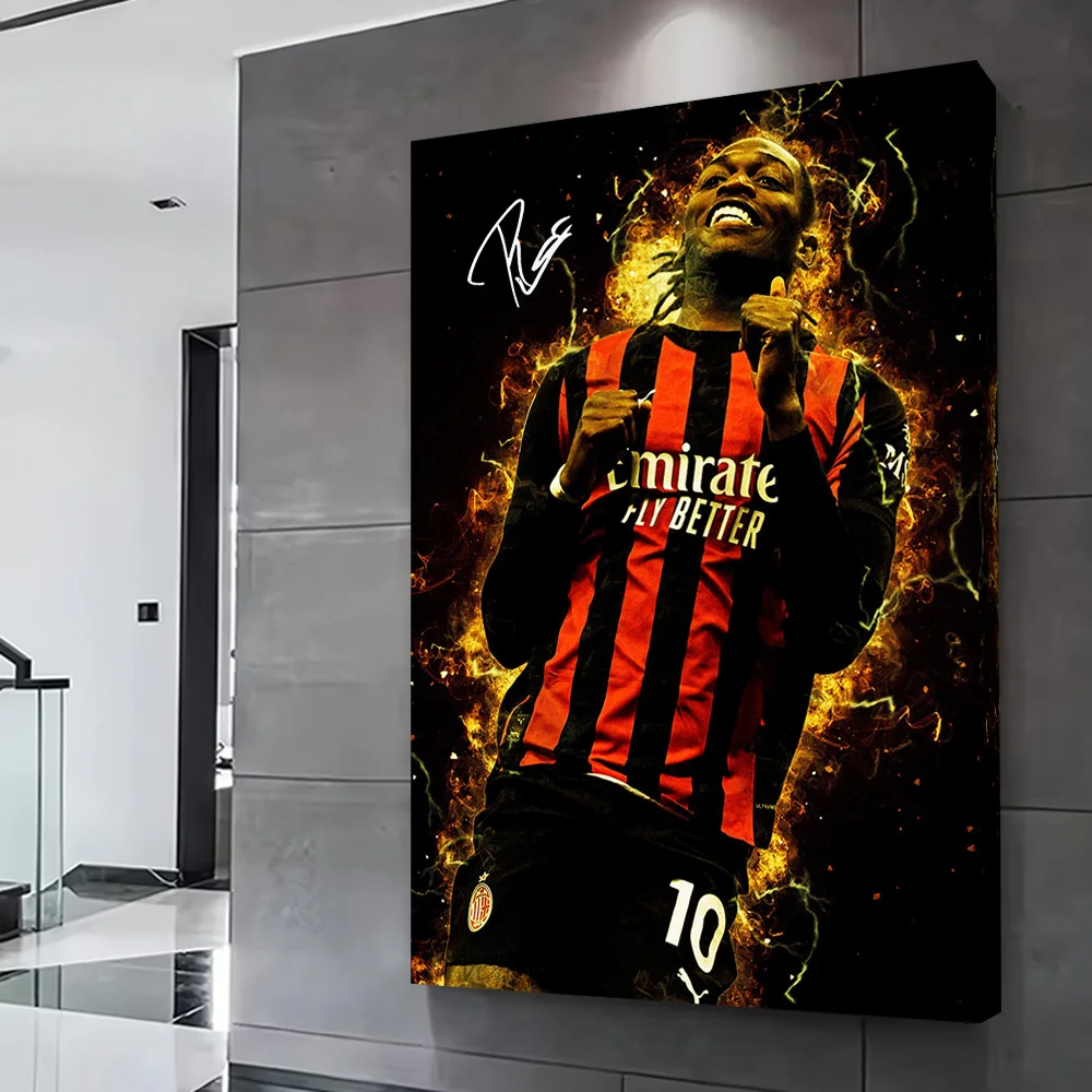 Football Player Leao Fire Effect Printing Poster Custom Pictures Wall Art Canvas Painting Gift for Home Decor Bedroom Decoration
