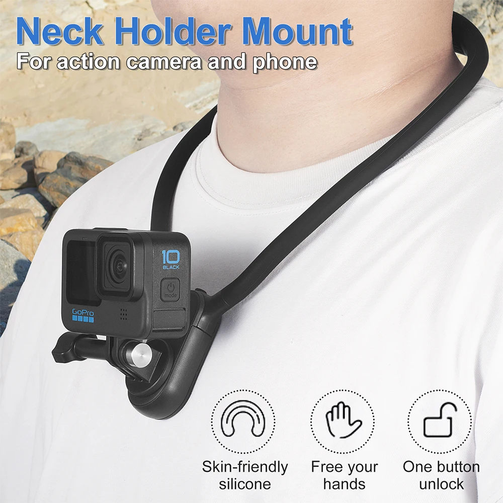 Neck Hold Mount Chest Mount for GoPro 12 Hero 11 10 9 8 7 6 Insta360 DJI Osmo Action Silicone Go Pro Action Camera Accessories