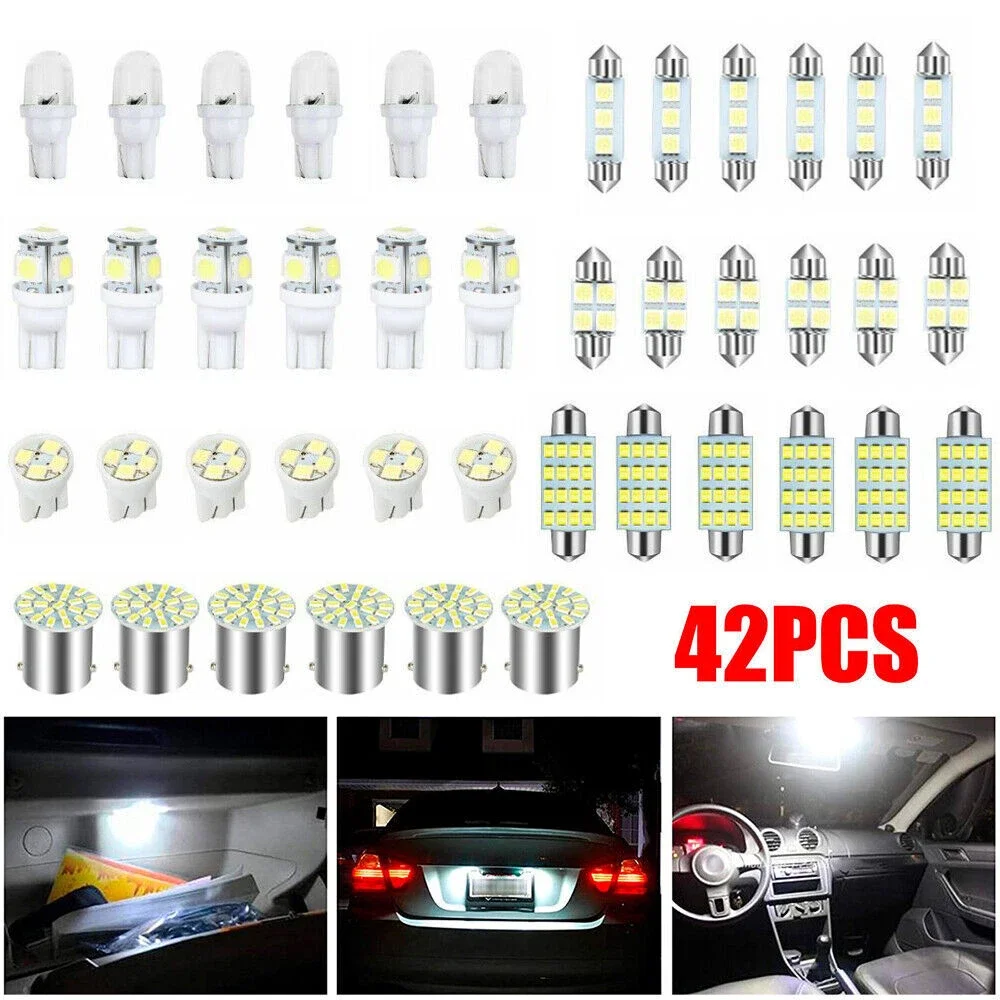 

42pcs/20pcs Car Interior T10 SMD LED Lights Dome Door Trunk License Plate Bulbs White