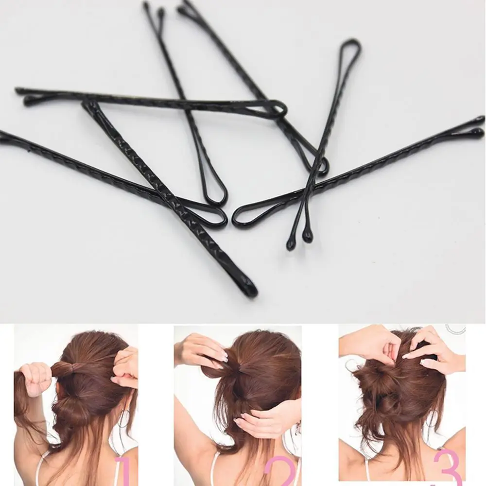 Retro Beauty Wave Simple Design Streamline Practical Black Hair Pins Hair Styling Invisible Hair Clips Hair Barrette