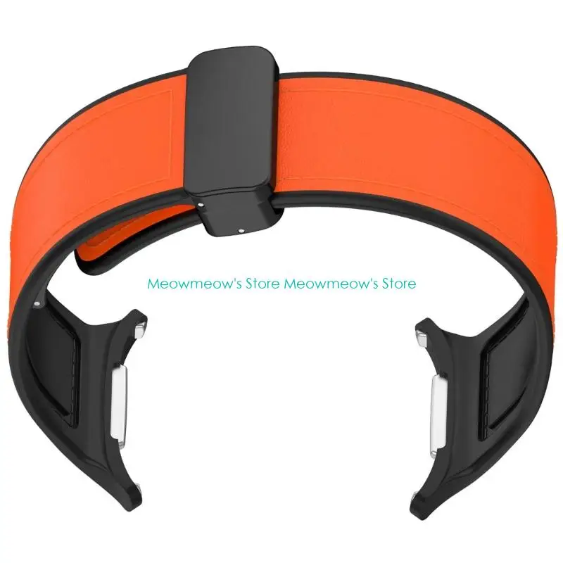 47mm 장치 용 W91A 범용 실리콘 가죽 마그네틱 워치 밴드 땀 방지 경량 인체 공학 디자인 여러 차례