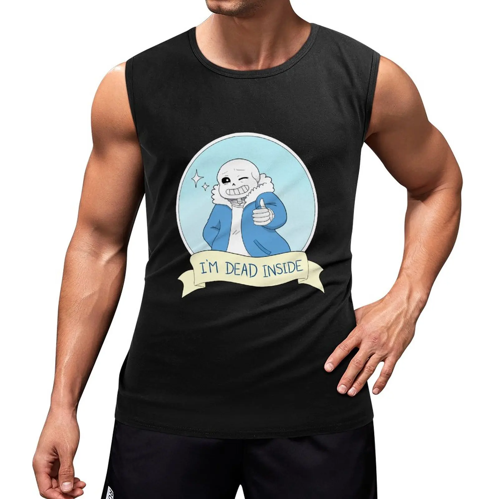 

Новинка, майка Undertale - Sans «I'm Dead Inside», спортивная одежда для мужчин, предметы первой необходимости, мужской тренажерный зал, мужской тренажерный зал