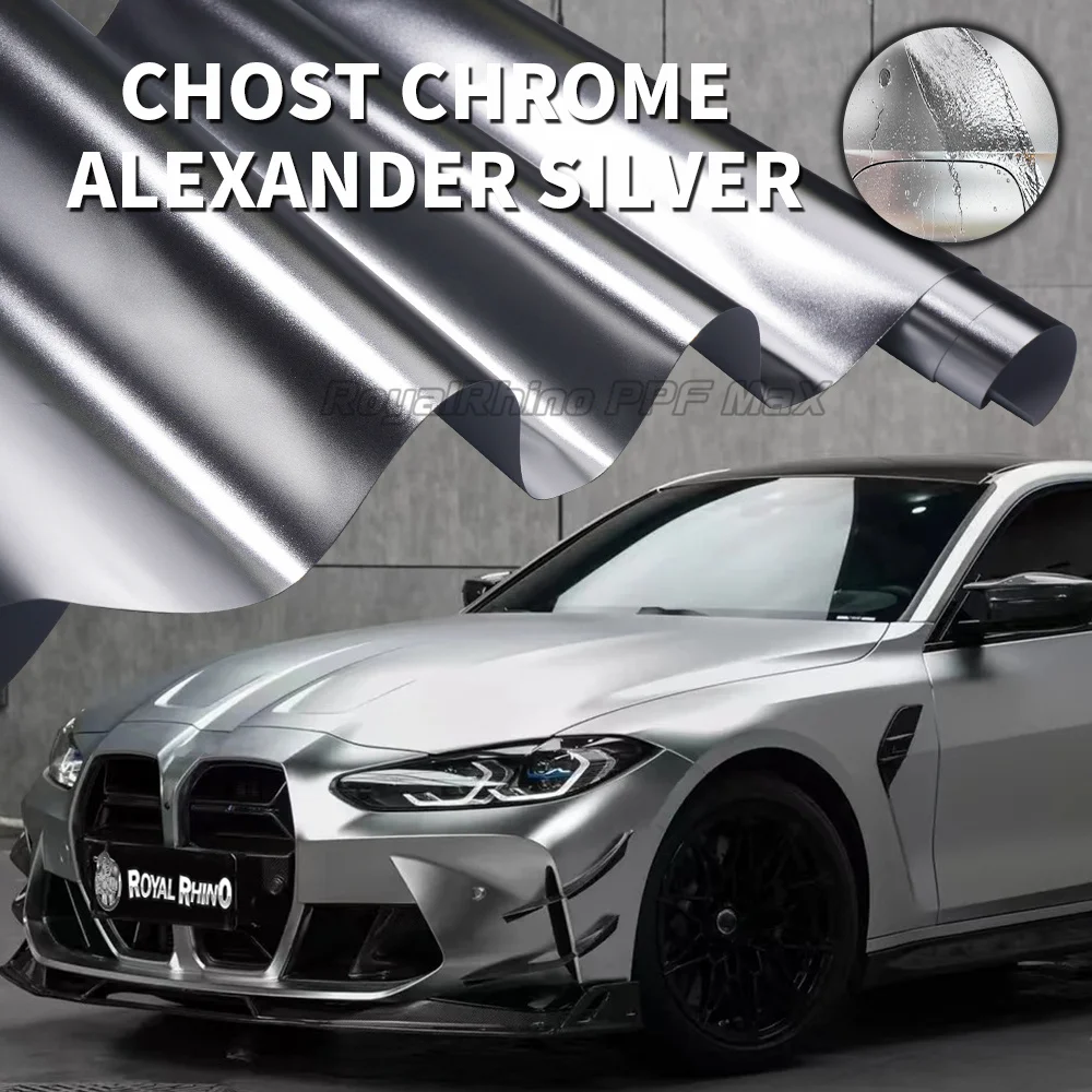 

Highest Quality PET Alexandria Silver Vinyl Wrap Self Adhesive Sticker Decals Car Chrome Satin Silver Wraping For Car Motorcycle