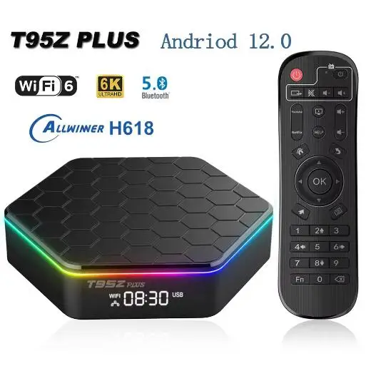 

T95Z Plus Smart TV Box Android 12.0 Allwinner H618 Quad Core 8K Wifi6 100M LAN Dual Wifi 2.4G 5G RAM 2GB 4GB ROM 16GB 32GB 64GB