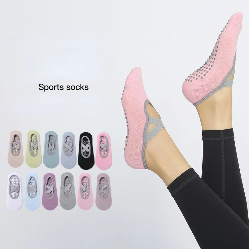 Professional Women Yoga Socks Cotton Silicone Non-slip Pilates Grip Towel No-Show Barre Breathable Bandage Dance Sports Socks