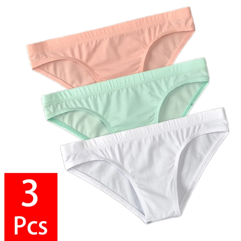 3PCS/lot Men\'s Panties Sexy Man Underwear Briefs Mid Waist Comfortable Underpants U Bulge Pouch Breathable Cotton Male Undies