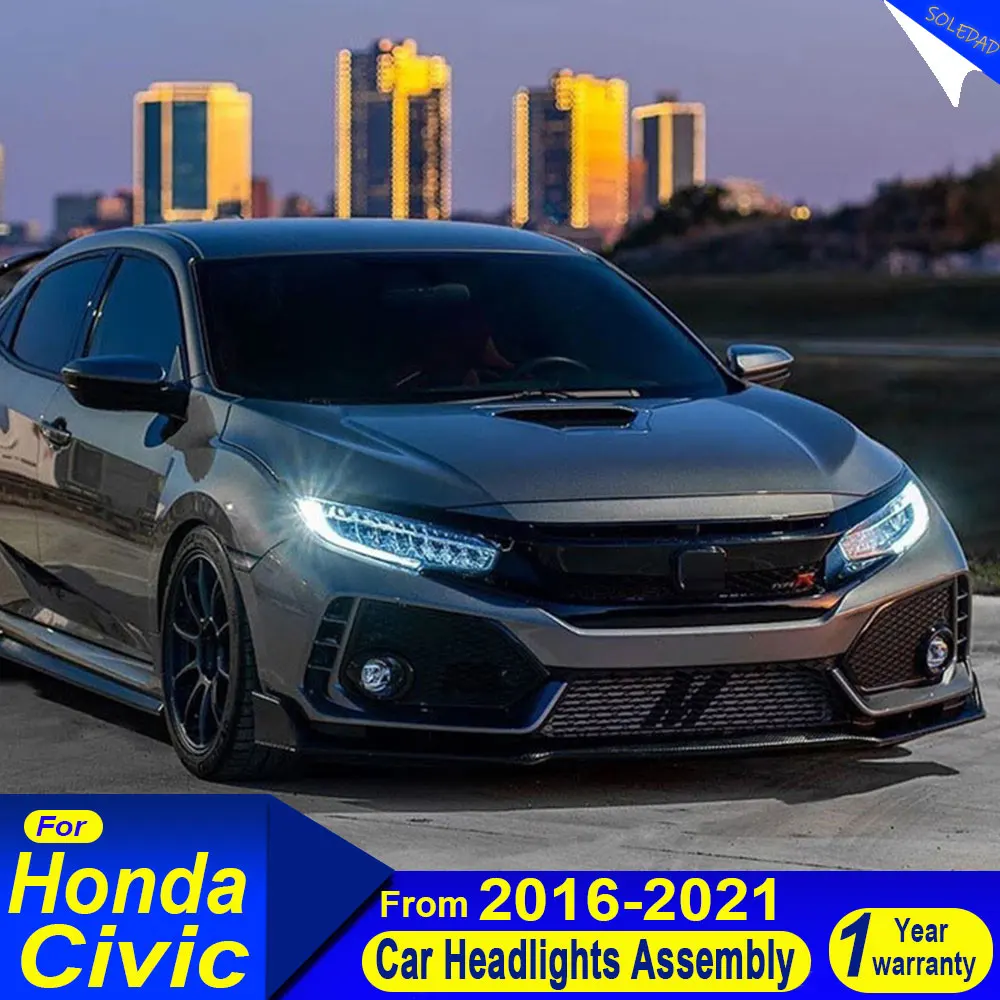 

Car Headlights Assembly For Honda CIVIC 10th Gen 2016-2021 upgrade High configuration Dynamic Signal Lamp HeadLamp Front light