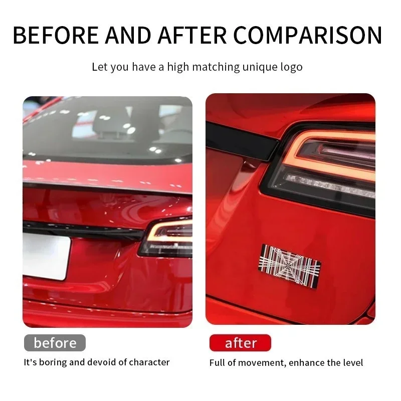 Para Tesla Model 3 Y S X 3 + estilo de coche a cuadros Logo insignia pegatina accesorios de coche emblema del maletero calcomanía rendimiento carta decoración