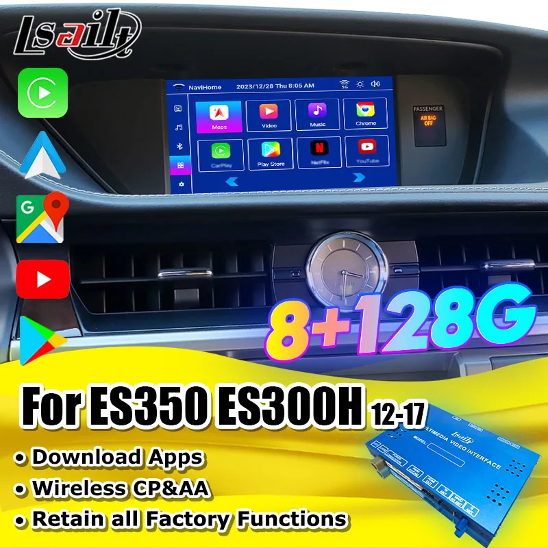 Lsailt Wireless CarPlay Interface Adapter ES ES200 ES250 ES300h ES350 2012-2017 Upgrade Kits With Spotify,Google Play