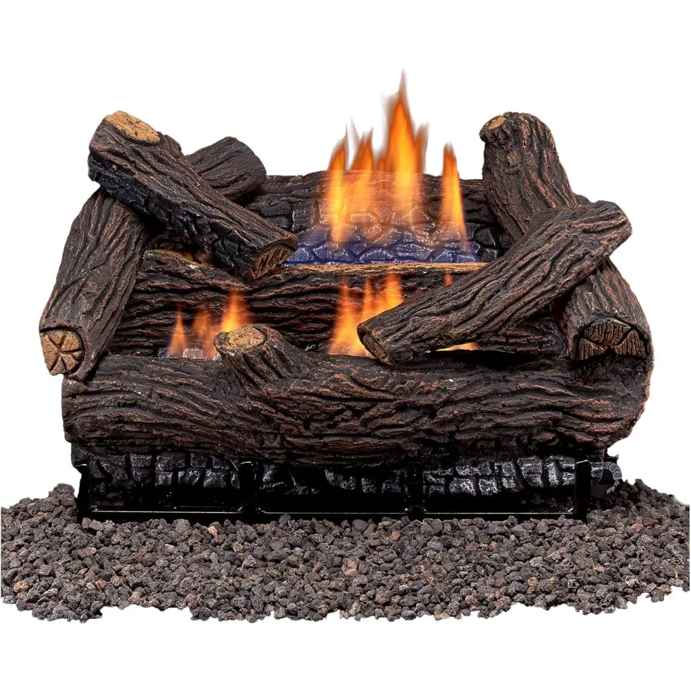

Duluth Forge DLS-18R-2 Dual Fuel Fireplace Logs, Remote Controlled, Suitable for Natural Gas or Propane, 30,000 BTU Output