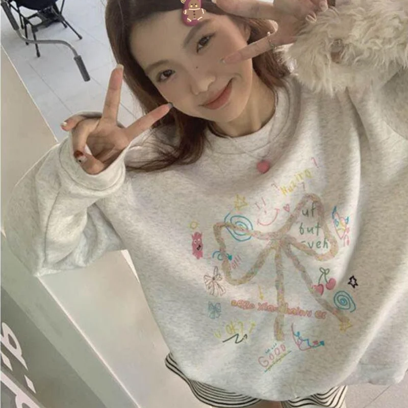 

Новая женская толстовка с круглым вырезом и длинным рукавом на флисовой подкладке для ранней весны, удобная флисовая толстовка-свитшот