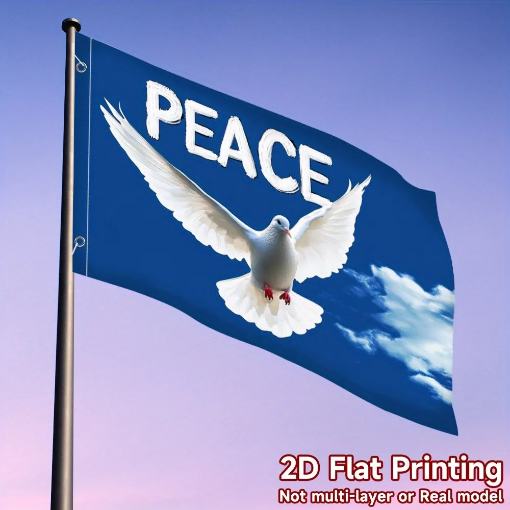 Peace Dove Flag Polyester Banner for Celebrations Dorms Parties Home Garden Parade Decor