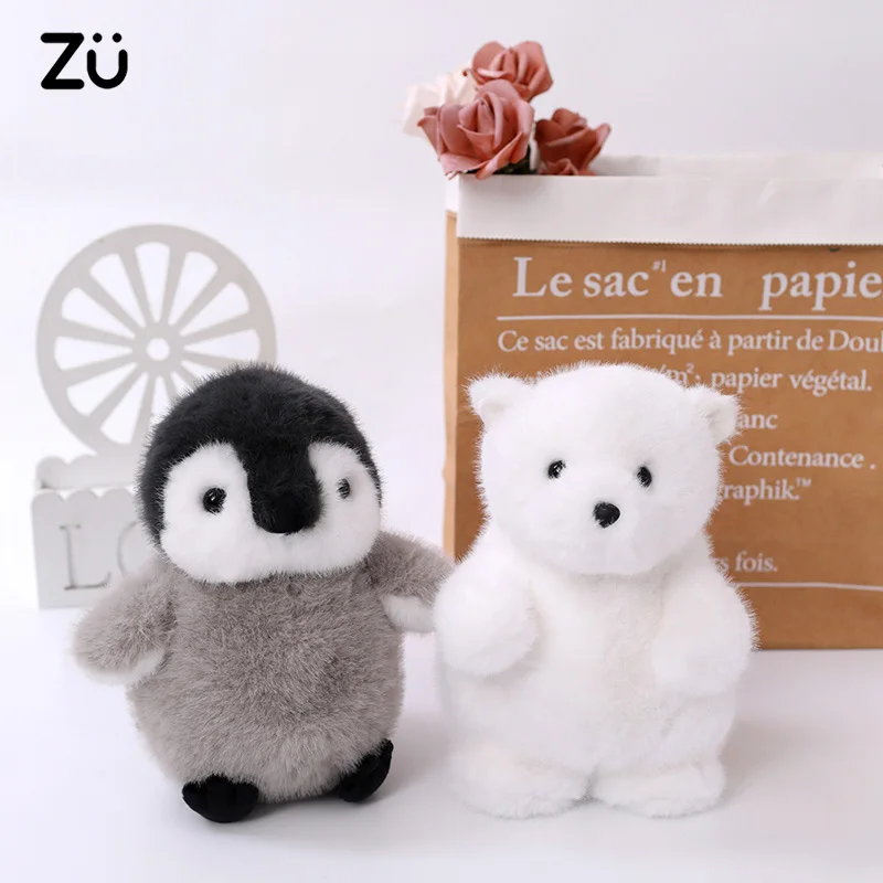 Kawaii Polar Animals White Bear Penguin Plush Toy Fluffy Baby Penguin Plushies Soft Doll Lovely Home Bed Decor Girl Gift