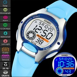 Skmei-Montres de sport numériques pour étudiants, bracelet en TPU, étanche, réveil, coloré, LED, chronographe, heure, enfants, garçon, fille, mode