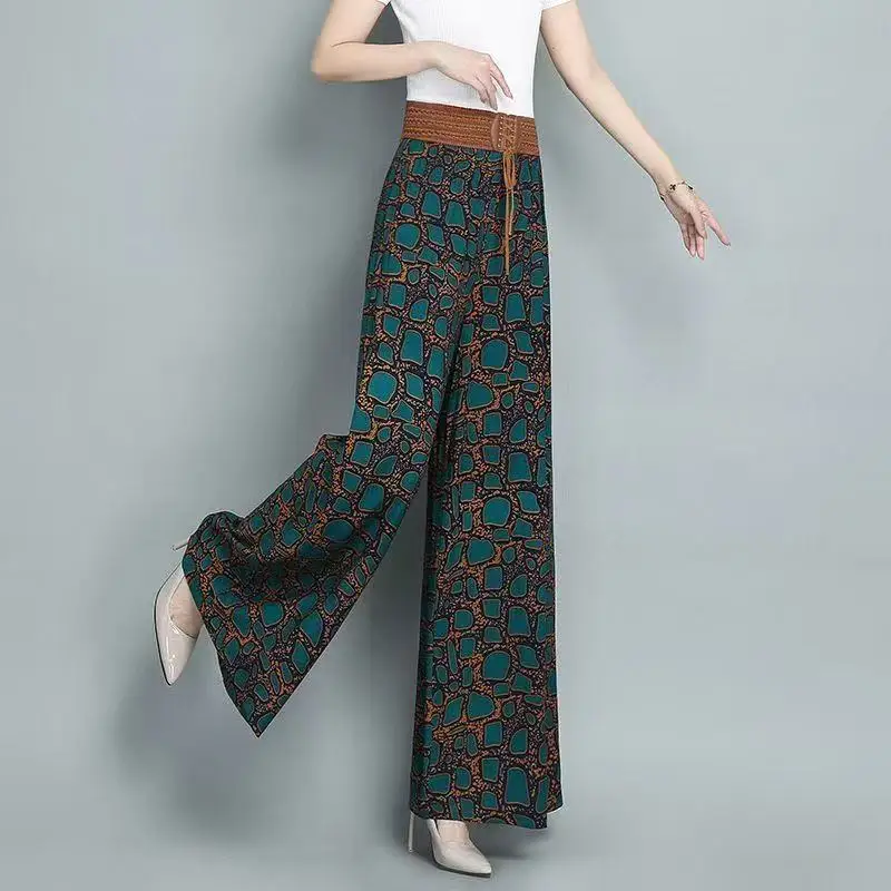 

Women Clothes Casual Fashion Printing Simplicity All-match High Waist Wide Leg Pants Women's Trend Elegant Temperament Trousers