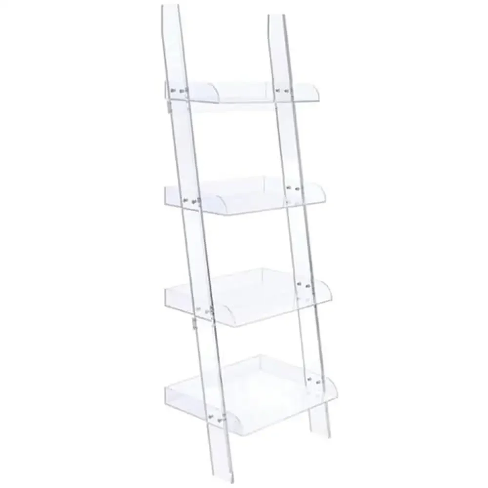 4-Tier Acrylic Bookcase with Clear Shelves Modern Home Office Furniture