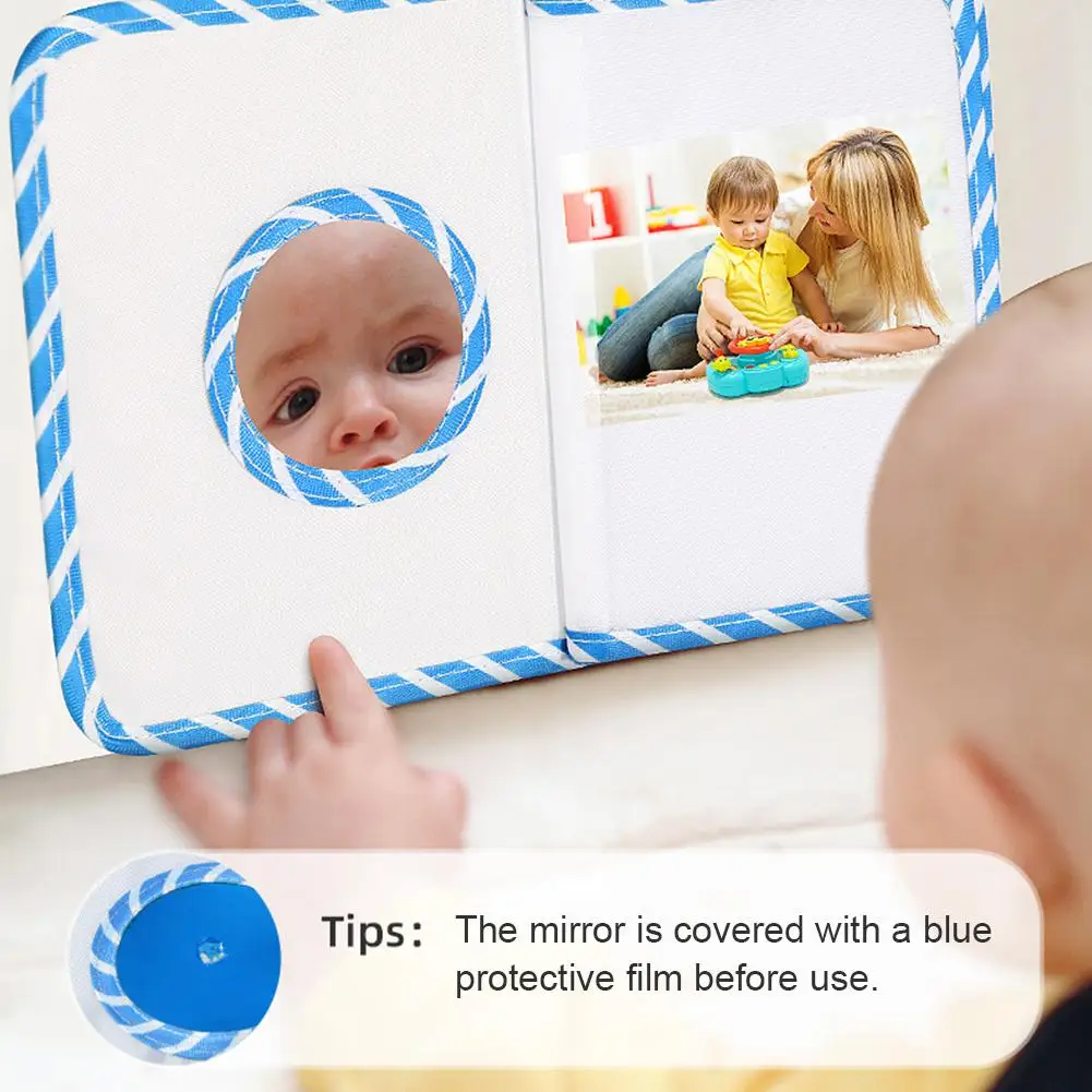 Baby Photo Album Soft Baby Book First Year Baby Photo Book Safe Mirror Family Memory Book for Newborns Toddler 1st Birthday Gift