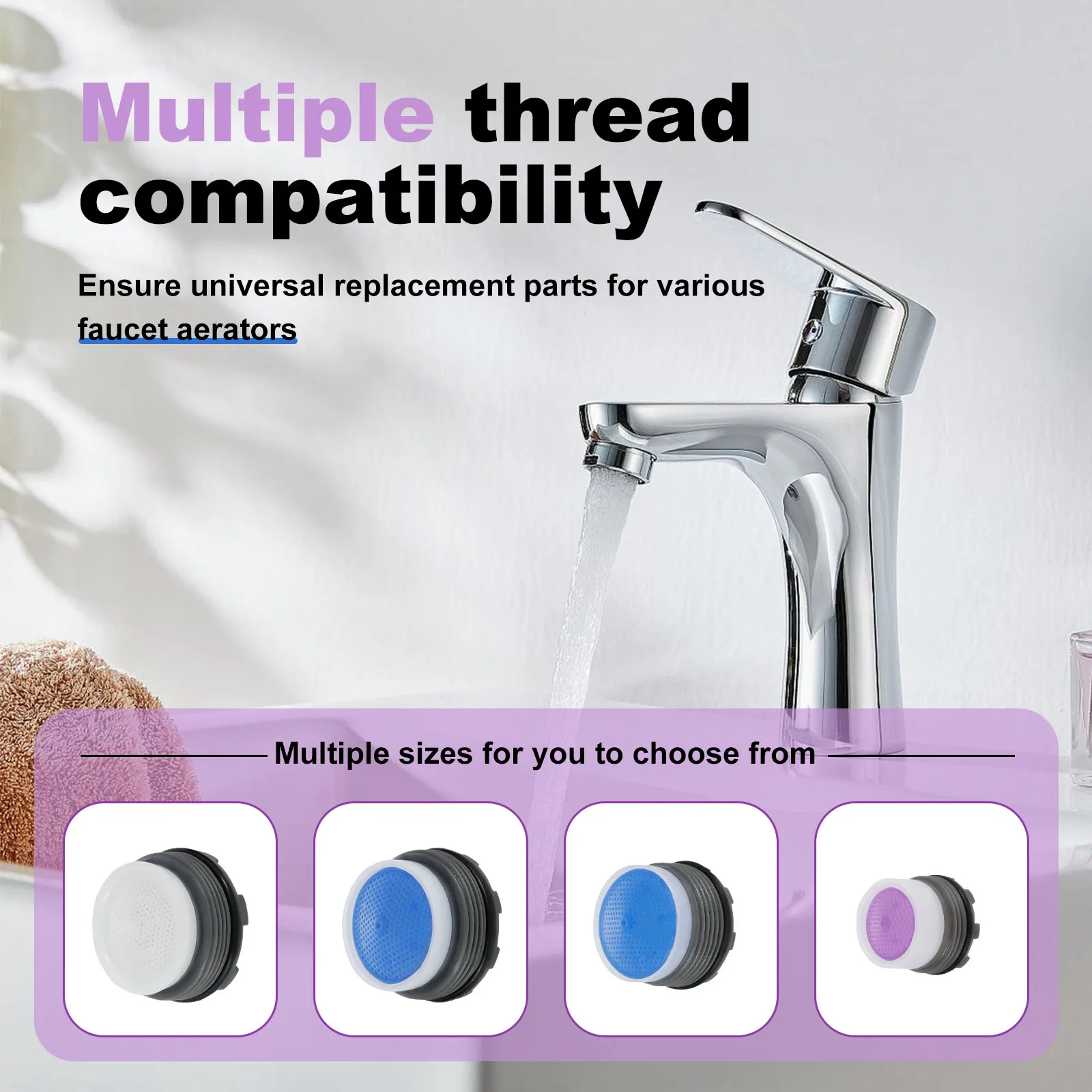 40Pcs Faucet Cache Aerators Plastic Faucet Bubbler with Spanner Lightweight and Easy to Install Splash Proof and Water Saving