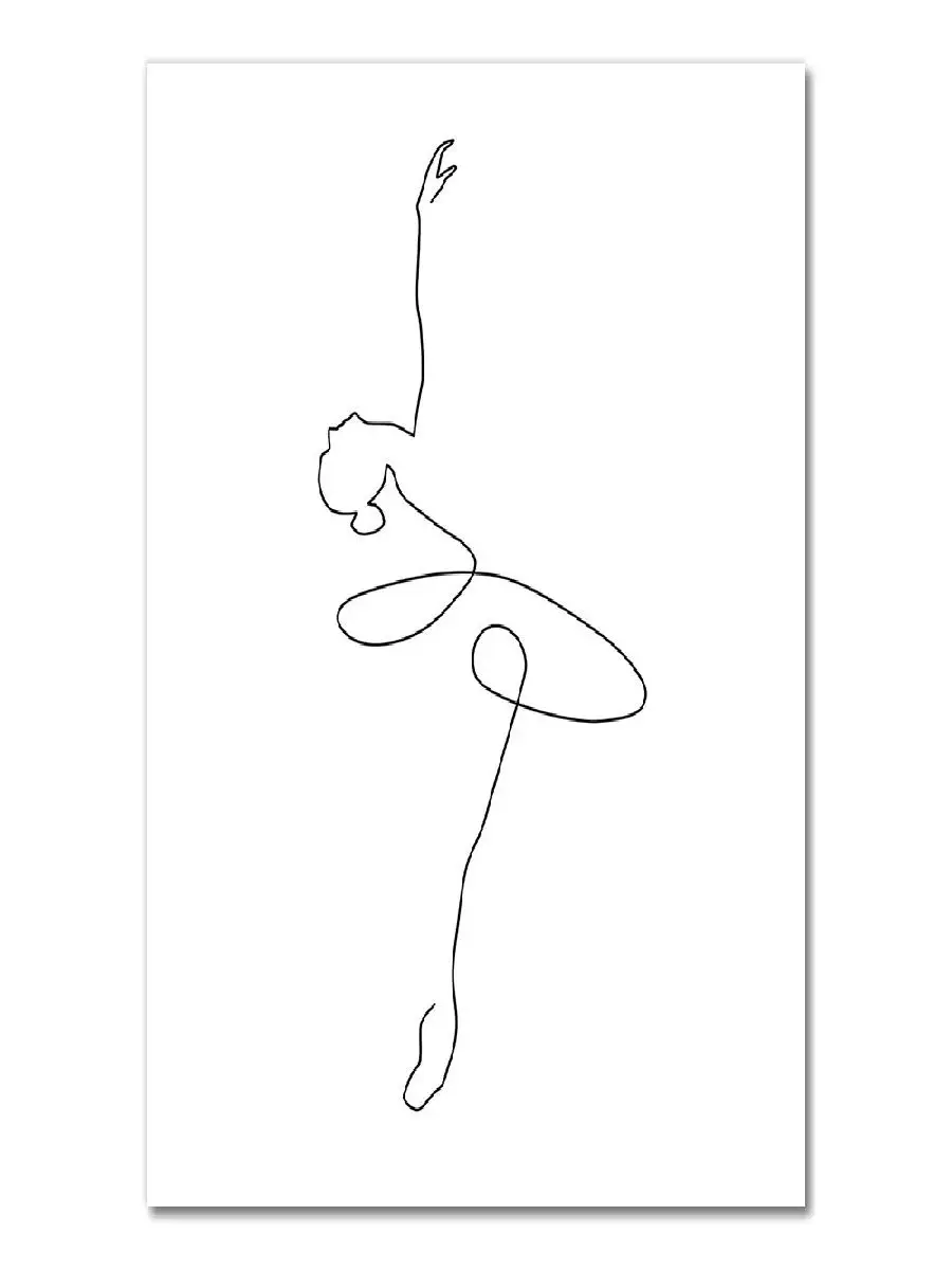 Abstract Ballerina One Line Drawing Canvas Print  Black  White Dance Art Poster for Girls Room Decor