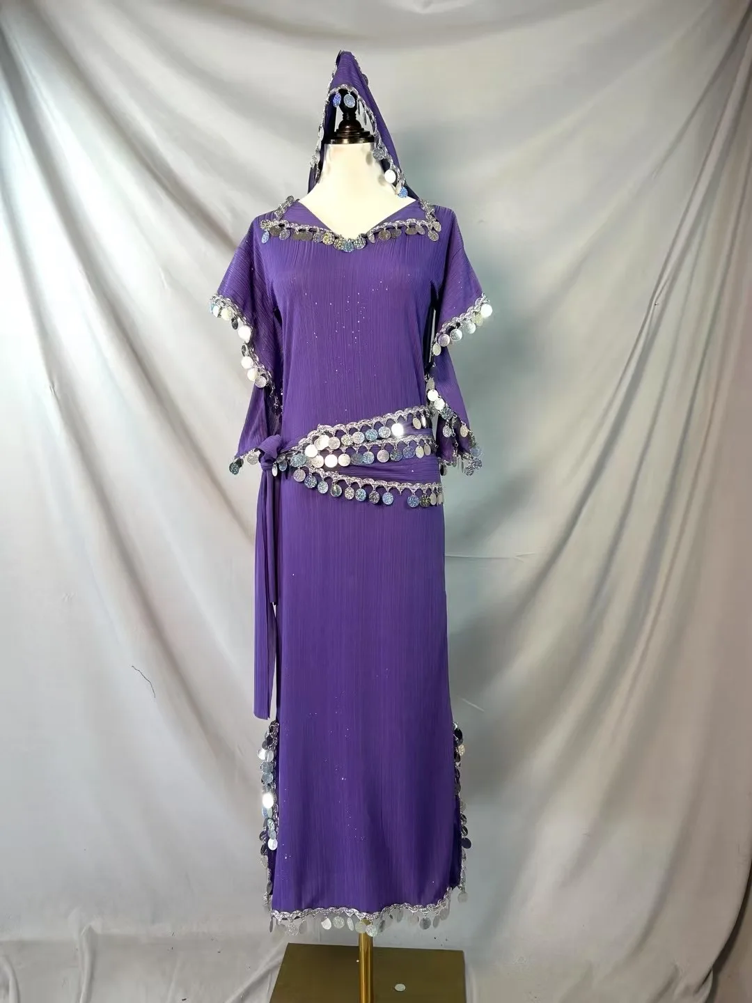 

2025 Belly Dance Costume Advanced Sequin Robe Saidi Baladi Professional Competition Robes Oriental Dance Performance Clothes