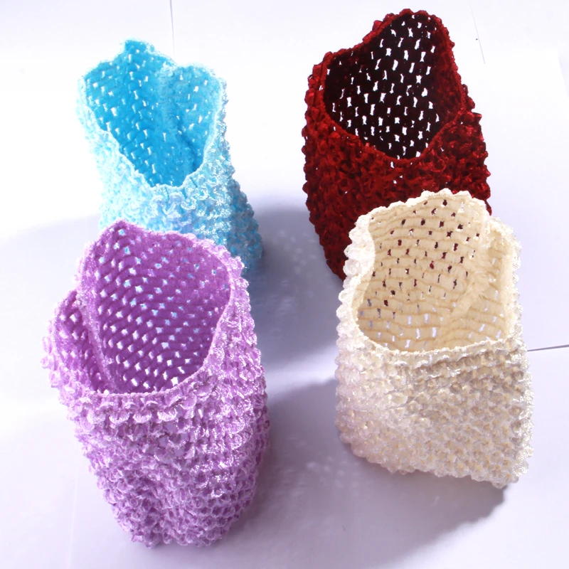 4Pcs 14*14cm 5.5inch Elastic Crochet Tube Wide Knitted Chest Wrap Girl Pettiskirt Part DIY Accessories Headdress Headband