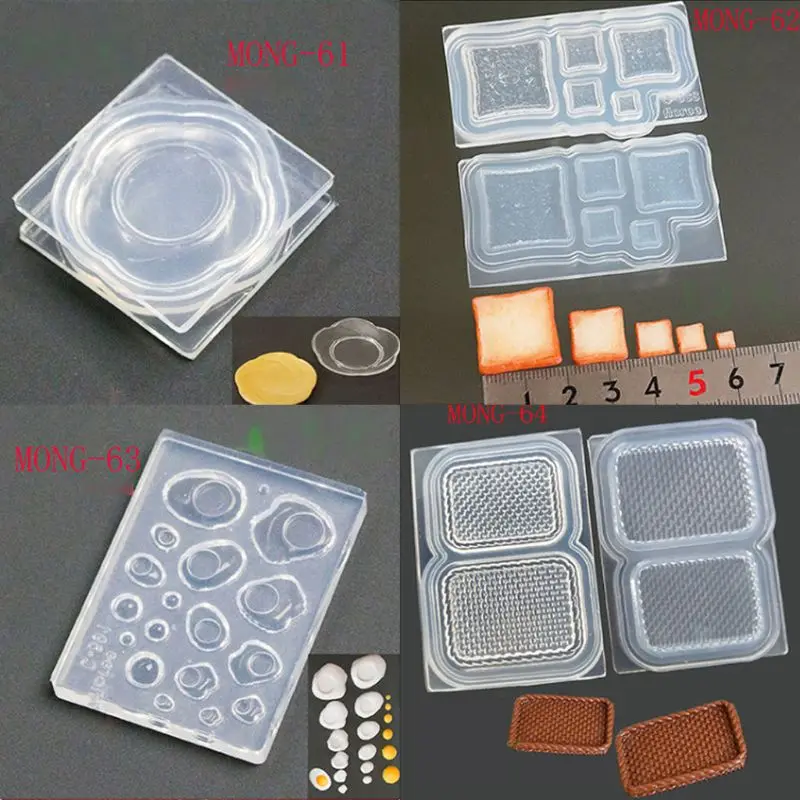 Mini molde para pan y comida, resina en miniatura silicona, molde fundición epoxi, joyería R3MC