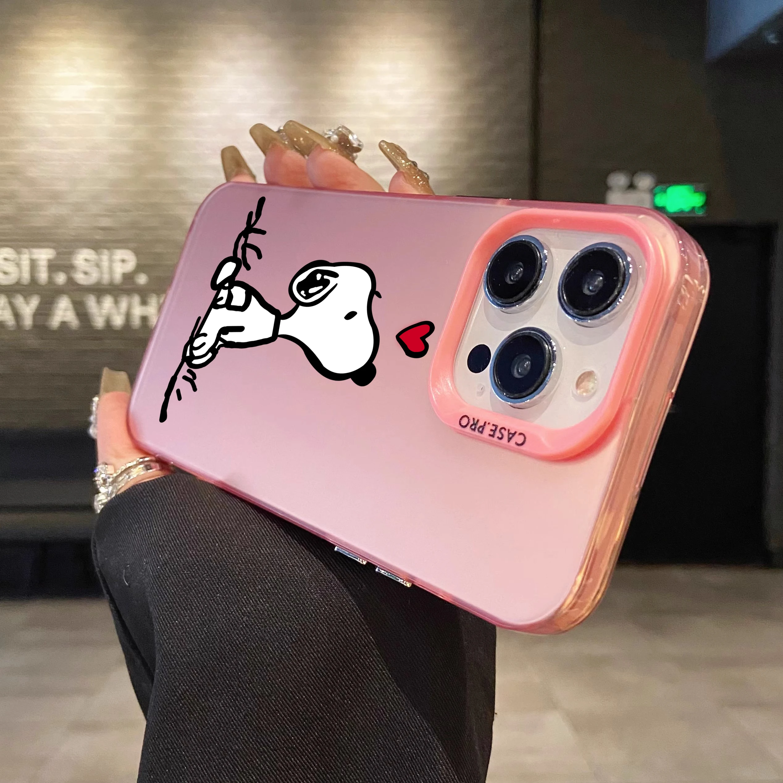 لطيف سنوبي Y2K الوردي جراب هاتف ل ممن لهم A5 برو رينو 14 13 12 A3 برو 5G 14Pro 13F 12F البحث X8 A5 غطاء ماتي الليزر للصدمات