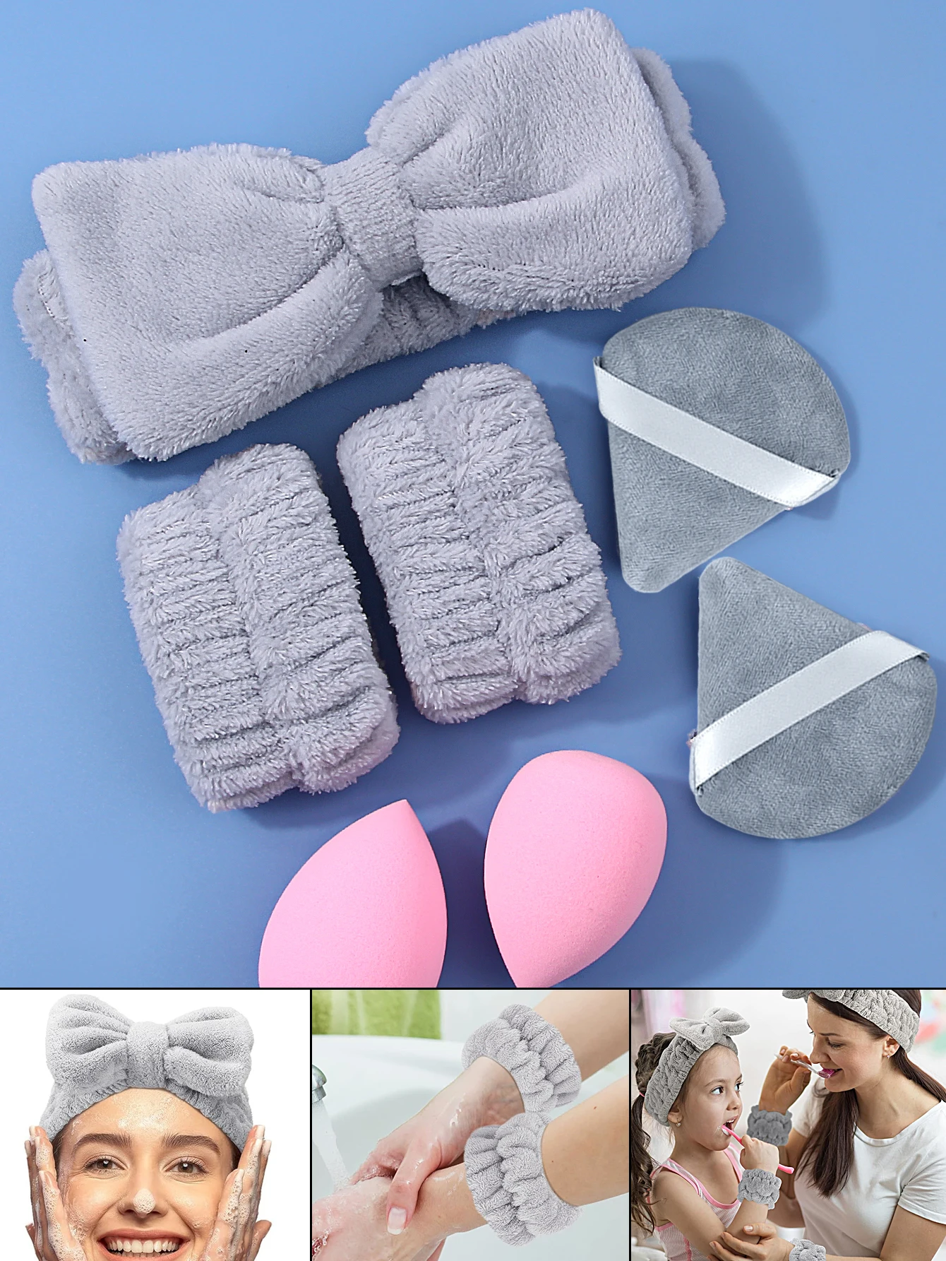 プロのメイクアップブラシセット,防水ヘッドバンドとリストバンド,パウダーパフ収納バッグを含む12のメイクアップツール,ハイエンド,20個