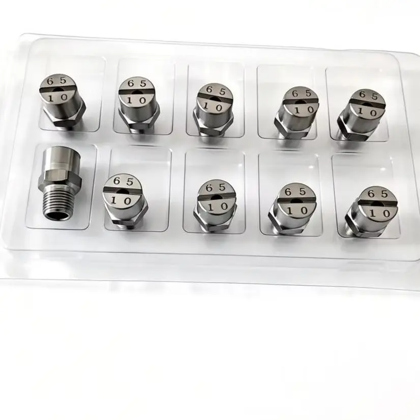 10PCS 65° 6510 Spray Angle Vee Jet Flat Fan Nozzle Stainless Steel Brass for Industrial Washing & Dust Removal