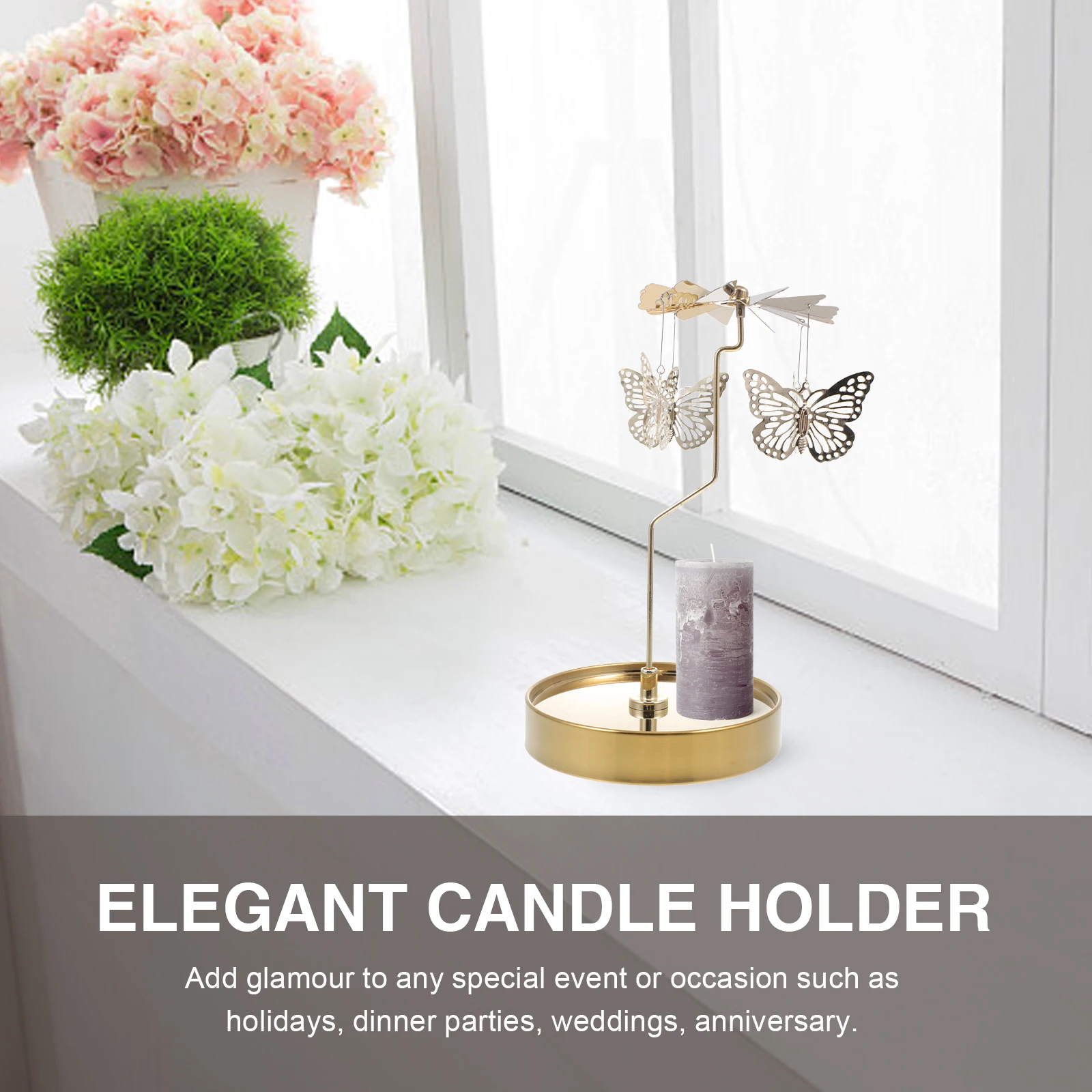 

1pc Stainless Steel Candlestick With Tray Heat Resistant Elegant Dining Table Holder For Home Wedding Party