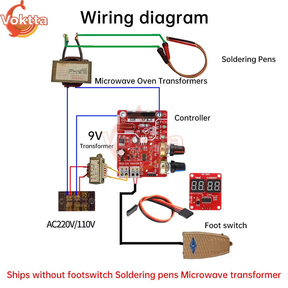 NY-D01 Single Pulse Spot Welding Machine Control Board 100A Adjustable Time Current DIY Spot Welder Controller Panel