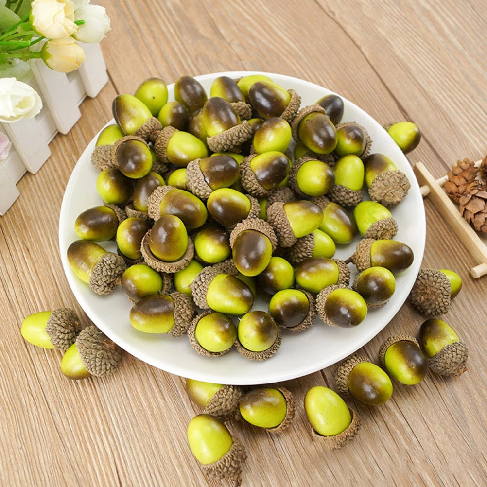 

Dried Acorns Artificial Christmas Decor Supplies Festive Atmosphere Simulated Acorns Fake Wooden DIY Accessories Decorations
